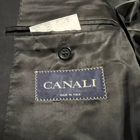 Canali Blazer Sport Coat Mens 50 US 40 Made In Italy 3 Buttons Jacket Black Wool - Picture 11 of 12